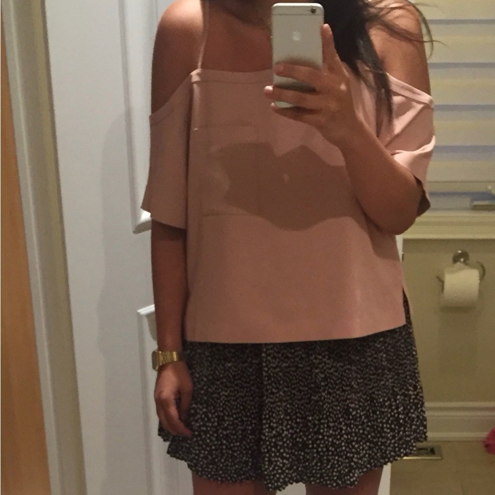 T by Alexander Wang dusty rose Cold-Shoulder Blouse